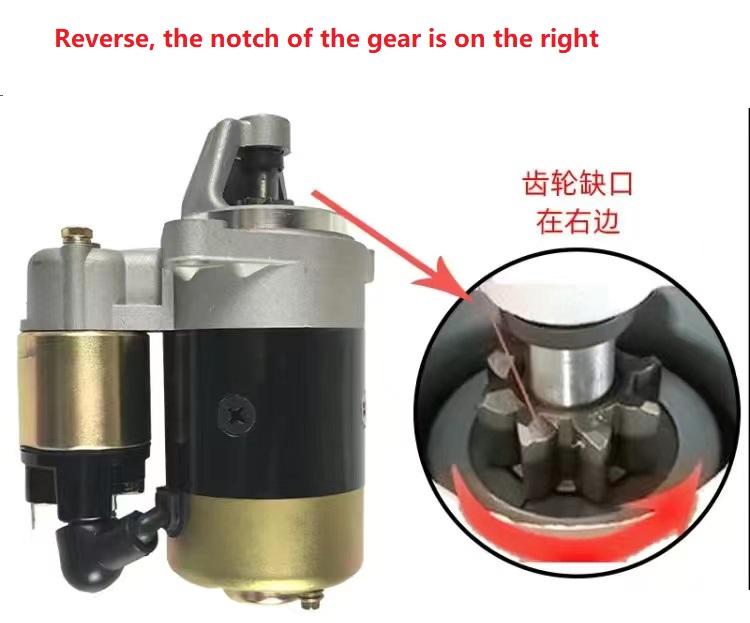 Starter Motor Reverse, the notch of the gear is on the right|chinese mini excavator