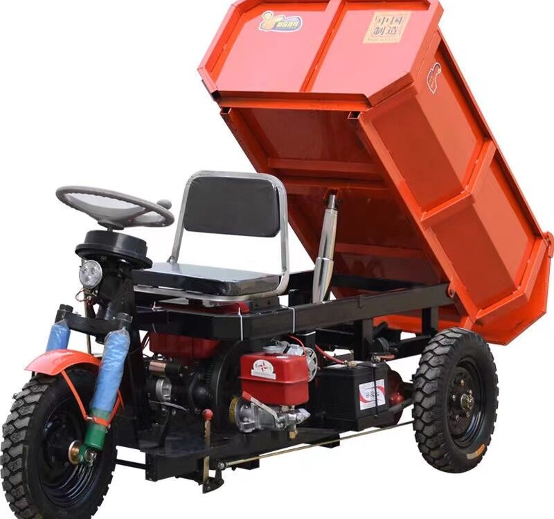 Mini Diesel Dump Tricycle for Construction and Farm Use | 12HP-22HP | Rear & Three-Side Door Options