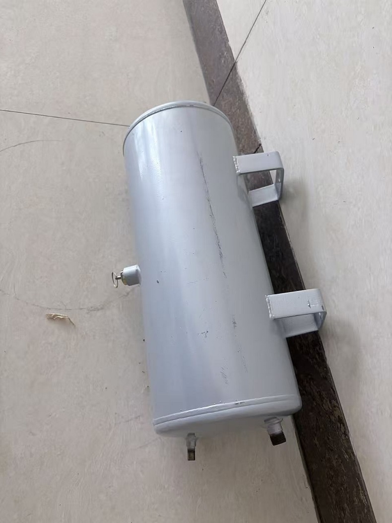 Mounting bracket view of stainless steel air brake tank for off‑road forklift