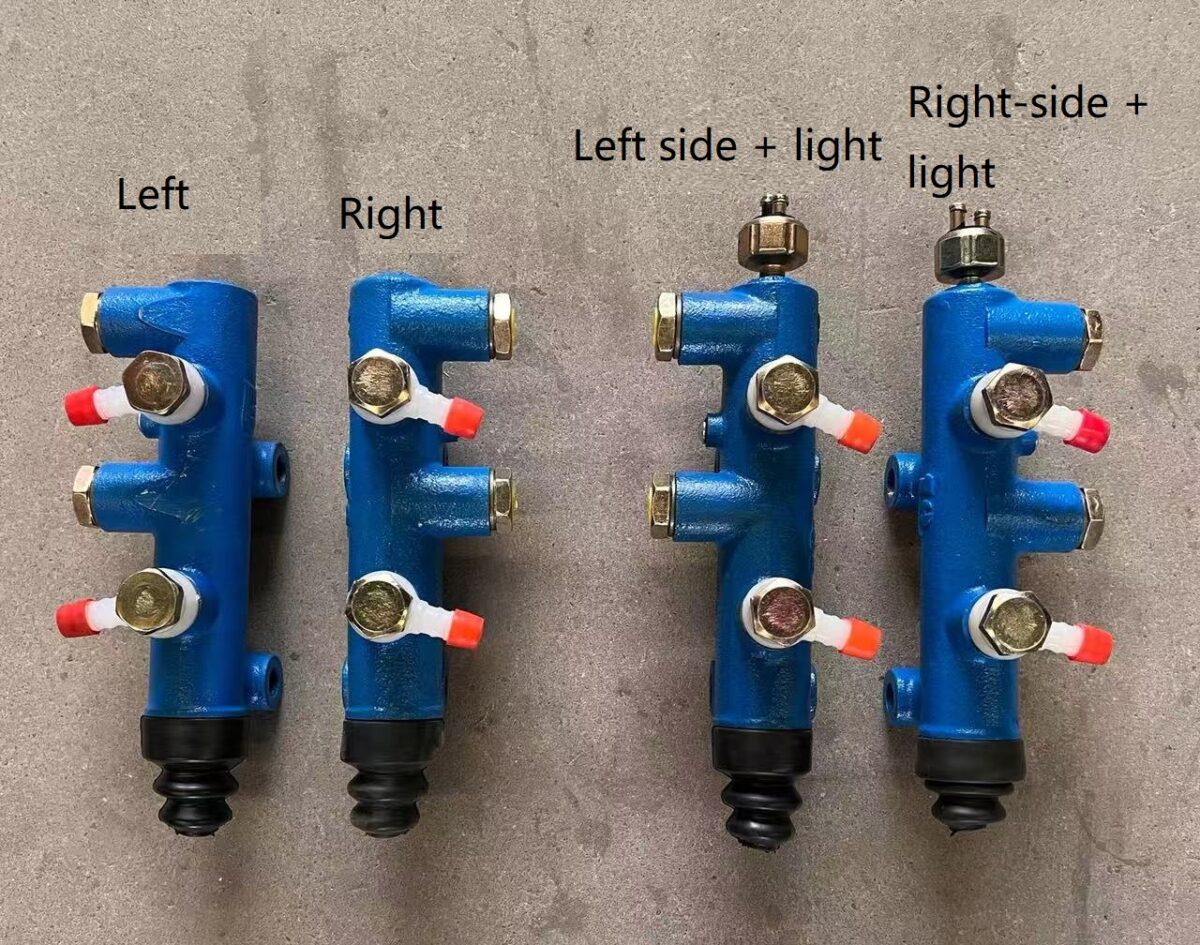 Right‑hand brake master cylinder with brake light switch, spare part for Huizhong, Fukai, SOAO 1.8 ton small loader